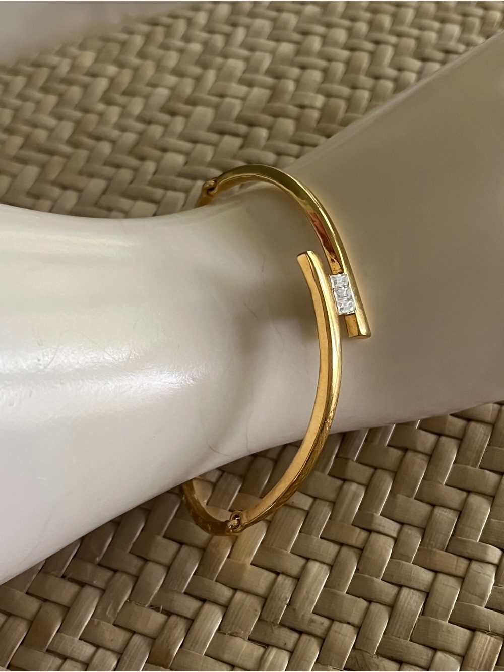 Givenchy Gold-Tone Cuff Bracelet with Clear Crystals